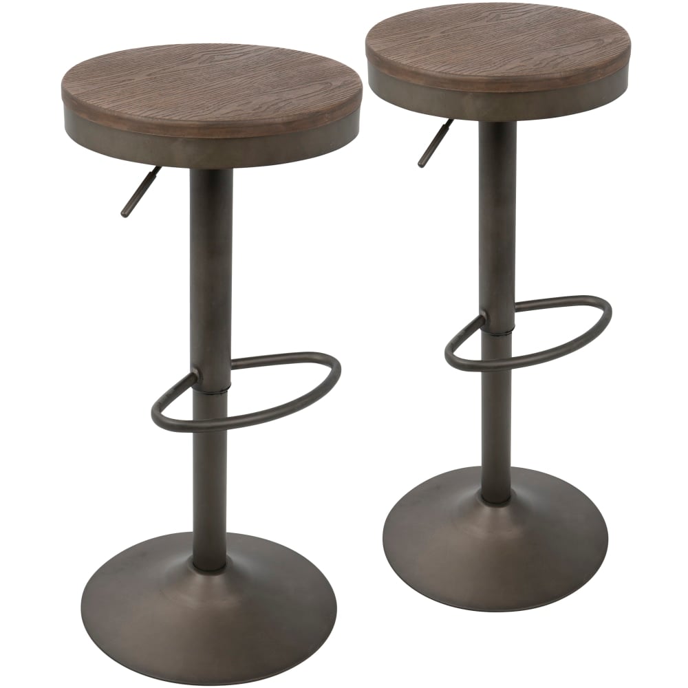 LumiSource Dakota Bar Stools, Antique/Brown, Set Of 2 Stools MPN:BS-DAK AN+BN2