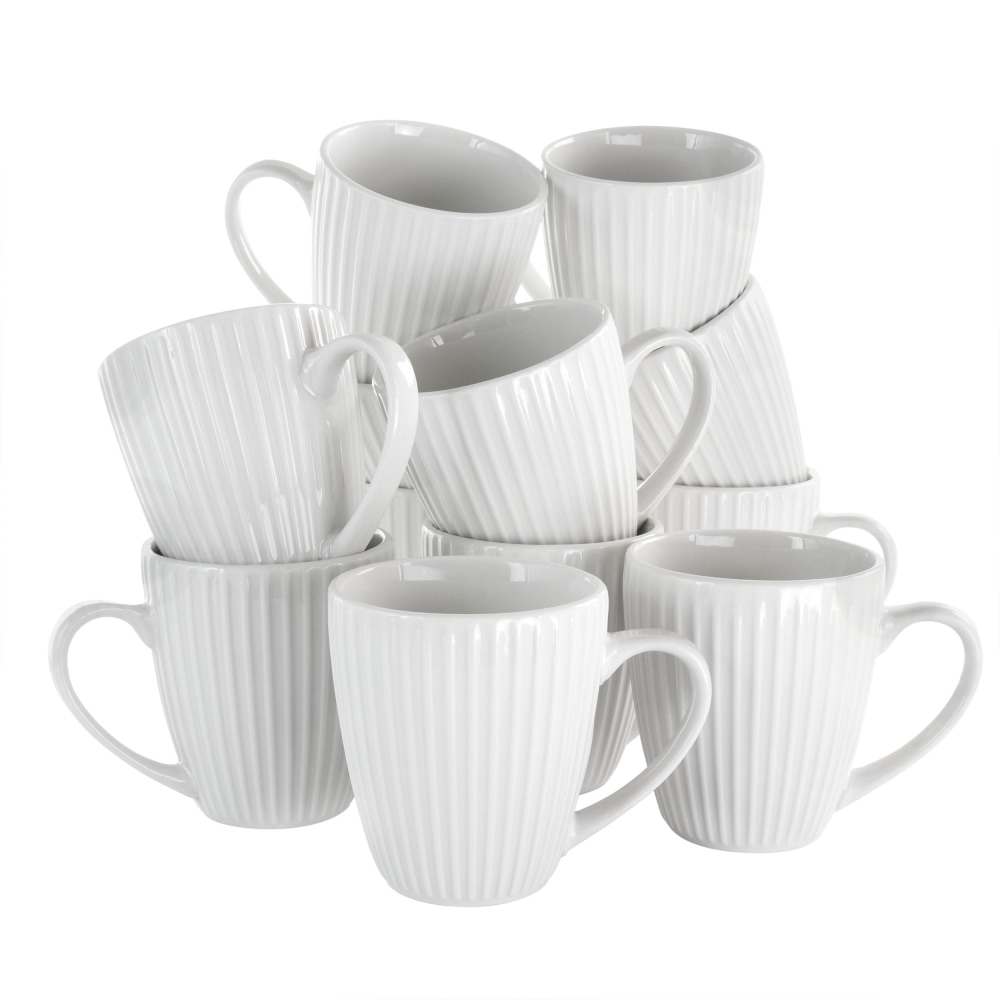 Elama Elle 12-Piece Mug Set, 8 Oz, White MPN:995114770M