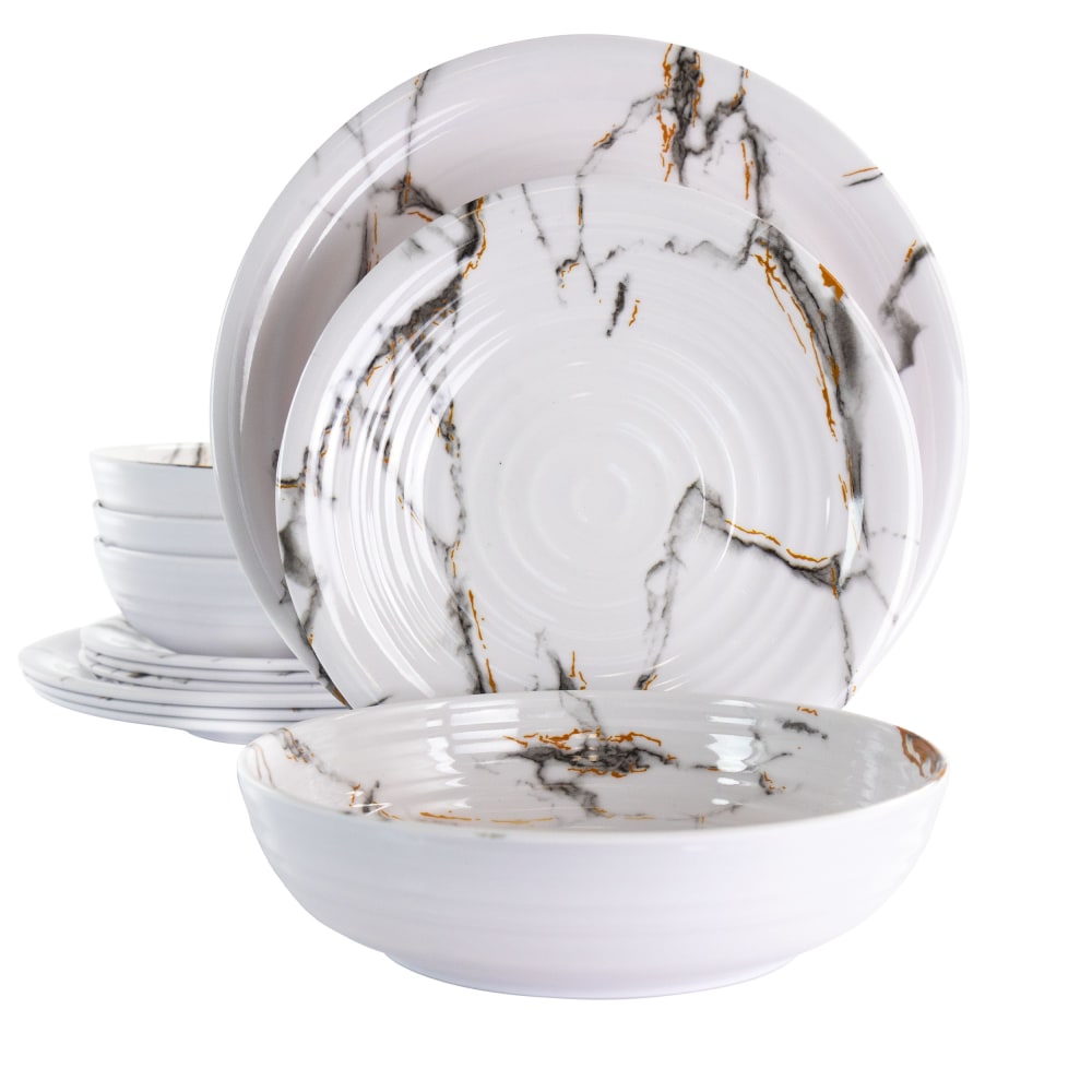 Elama Fine Sculpture 12-Piece Dinnerware Set, White MPN:995114981M