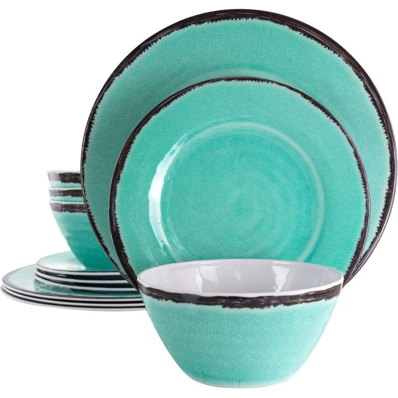 Elama Azul Banquet 12-Piece Dinnerware Set, Turquoise MPN:995114986M