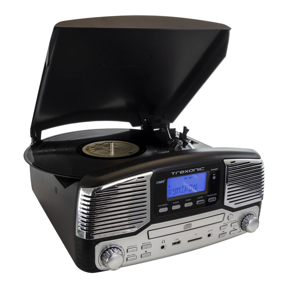 Trexonic Retro Wireless Bluetooth Record/CD Turntable, Black MPN:995112155M
