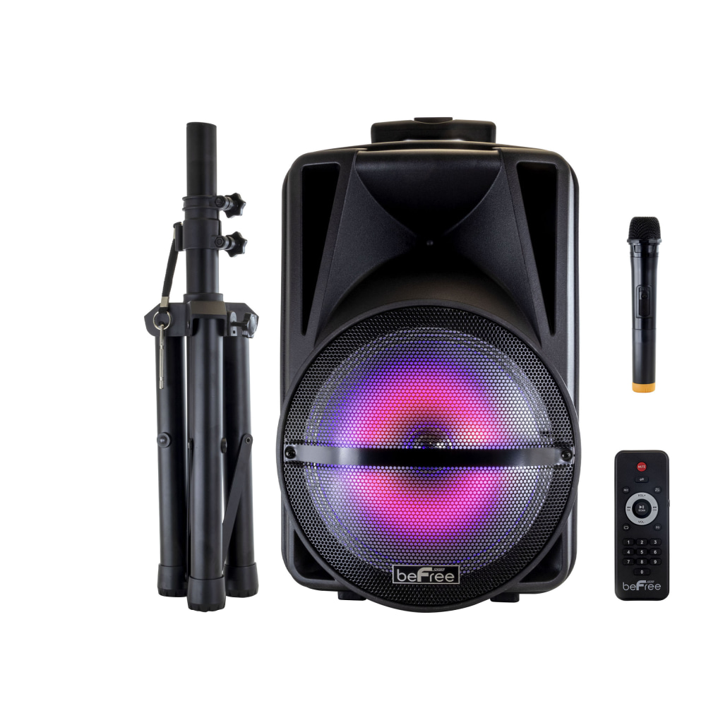 BeFree Sound Bluetooth Rechargeable Portable Wireless PA Party Speaker With Colored LED Lights, Black MPN:995112791M