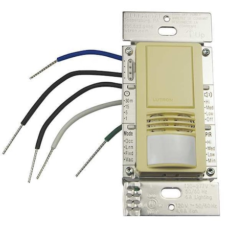 Wall Mount Sensor, Occupancy, Vacancy, Hard Wired, Ivory, 900 sq ft, Fluorescent, Halogen, Incandescent, LED MPN:MS-A102-IV