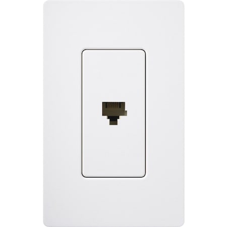 Lutron Satin Colors 1 Socket Telephone Faceplate - RJ-12 Phone - Snow MPN:SC-PJ-SW