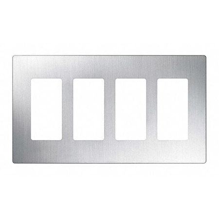 Designer Wall Plates, Number of Gangs: 4 Satin Finish, Stainless Steel MPN:CW-4-SS