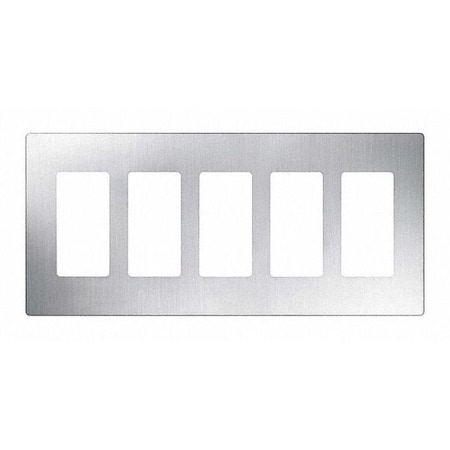 Designer Wall Plates, Number of Gangs: 5 Stainless Steel, Satin Finish, Stainless Steel MPN:CW-5-SS