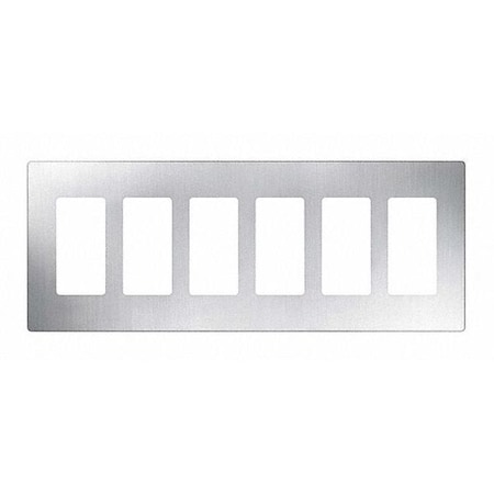 Designer Wall Plates, Number of Gangs: 6 Stainless Steel, Satin Finish, Stainless Steel MPN:CW-6-SS