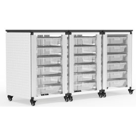 Luxor Modular Classroom Storage Cart 3 Side by Side Modules 18 Small Bins 18