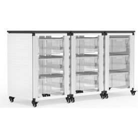 Luxor Modular Classroom Storage Cart 3 Side by Side Modules 9 Large Bins 18