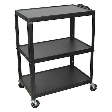 Utility Cart, Steel, 300 lb Load Capacity, 3 Shelves, 32 in L, 20 in W, 42 in H, No Handle Handle MPN:AVJ42XL