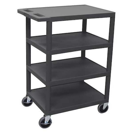 Utility Cart, Four Flat Shelf, Injection Molded Thermoplastic Resin, 300 lb Load Capacity, 4 Shelves MPN:BC45-B