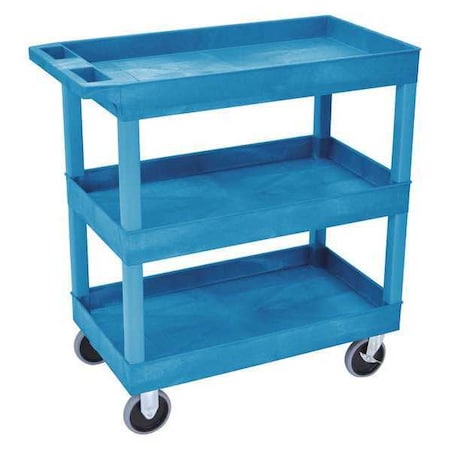 Deep Shelf Utility Cart, High Density Polyethylene (Shelf)/Polyvinyl Chloride (Leg), 3 Shelves MPN:EC111HD-BU