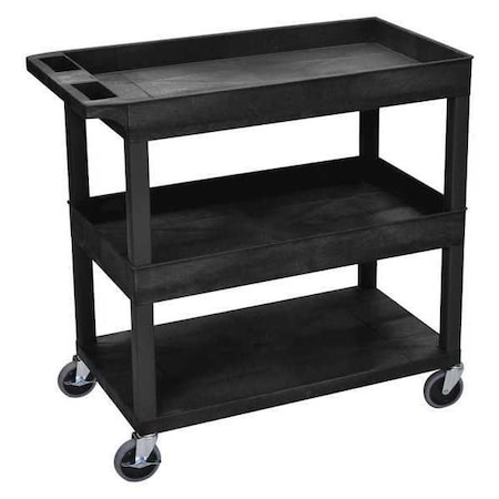 High Capacity, (2) Tubs, 1 Flat Shelf Cart, 400 lb Load Capacity, 3 Shelves, 35-1/4
