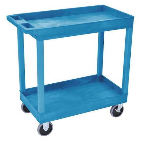Utility Cart with Deep Lipped Plastic Shelves, 500 lb Load Capacity, 2 Shelves, 35 1/2 in L MPN:EC11HD-BU