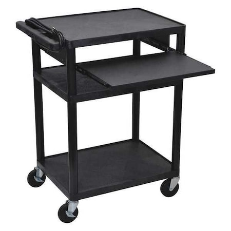 Cart, (3) Shelf with Pull Out Shelf, Molded Plastic (Shelf), 400 lb. Load Capacity, 3 Shelves, 24