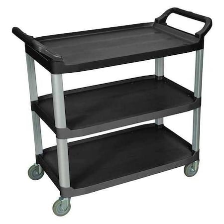 Serving Cart, (3) Shelf, L, Polypropylene (Shelf)/Aluminum (Upright), 300 lb Load Capacity, 3 Shelves MPN:SC13-B