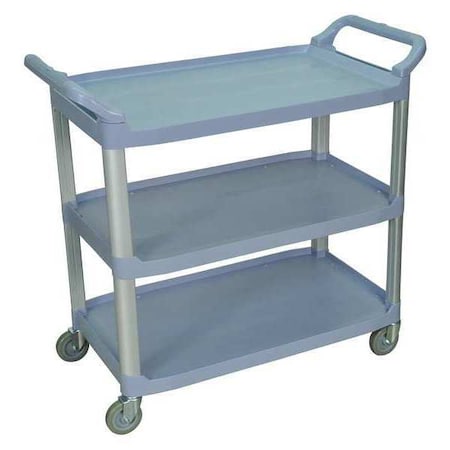 Serving Cart, (3) Shelf, L, Polypropylene (Shelf), Aluminum (Upright), 300 lb. Load Capacity MPN:SC13-G