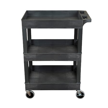 Plastic Utility Tub Cart - Three Shelf-Black - 24