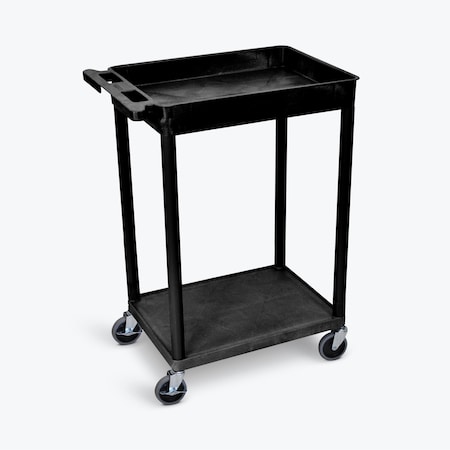 Top Tub and Bottom Flat Shelf Cart - Black MPN:STC12-B