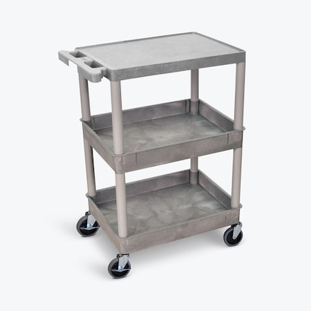 Flat Top and Tub Middle/Bottom Shelf Cart - Gray MPN:STC211-G