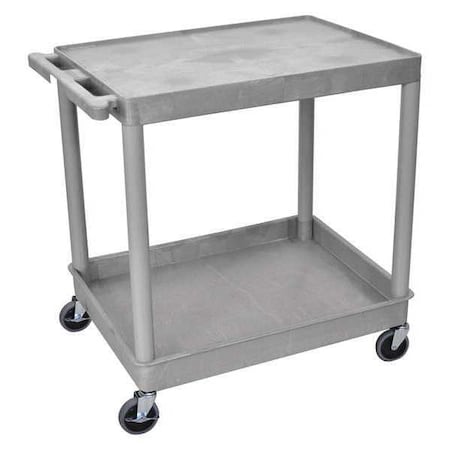 Utility Cart - Large Flat-Top and Tub-Bottom Shelf Cart - Gray MPN:TC21-G