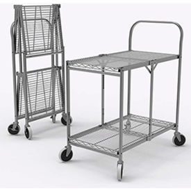 Luxor Collapsible Wire Cart w/2 Shelves 200 lb. Capacity 33