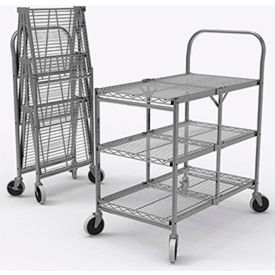 Luxor Collapsible Wire Cart w/3 Shelves 200 lb. Capacity 33