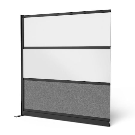 Modular Wall Room Divider System, Black Frame, 70in. x 70in. Add-On Wall - Wide Paneling MPN:MW-7070-XWCGWB