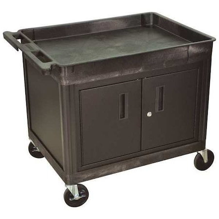 Utility Cart - Large Top Tub and Flat Bottom Shelf Cart with Cabinet MPN:TC12C-B