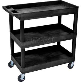 Luxor Plastic Utility Cart w/3 Shelves 400 lb. Capacity 35-1/4