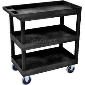 Luxor Plastic Utility Cart w/3 Tray Shelves 500 lb. Capacity 35-1/4