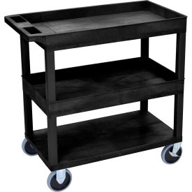 Luxor Plastic Utility Cart w/3 Shelves 500 lb. Capacity 35-1/4