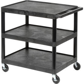 Luxor Plastic Utility Cart w/3 Shelves 300 lb. Capacity 32