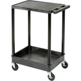 Luxor® STC21 Flat Top Shelf 2 Shelf Plastic Utility Cart 24x18 300 Lbs. STC21-B