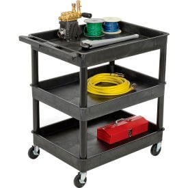 Luxor® TC111 Tray Top Shelf 3 Shelf Plastic Utility Cart 32x24 4