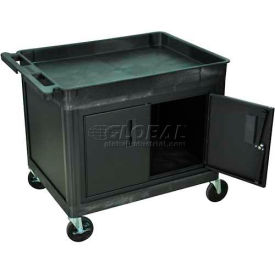 Luxor Tray Top Shelf Utility Cart w/Cabinet 400 lb. Capacity 32