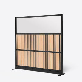 Luxor Modular Room Divider Wall Room Divider Wood Slats & Frosted Acrylic 70