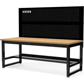 Luxor Industrial Workbench with Pegboard Panel Plywood Square Edge 70-3/4 x 31