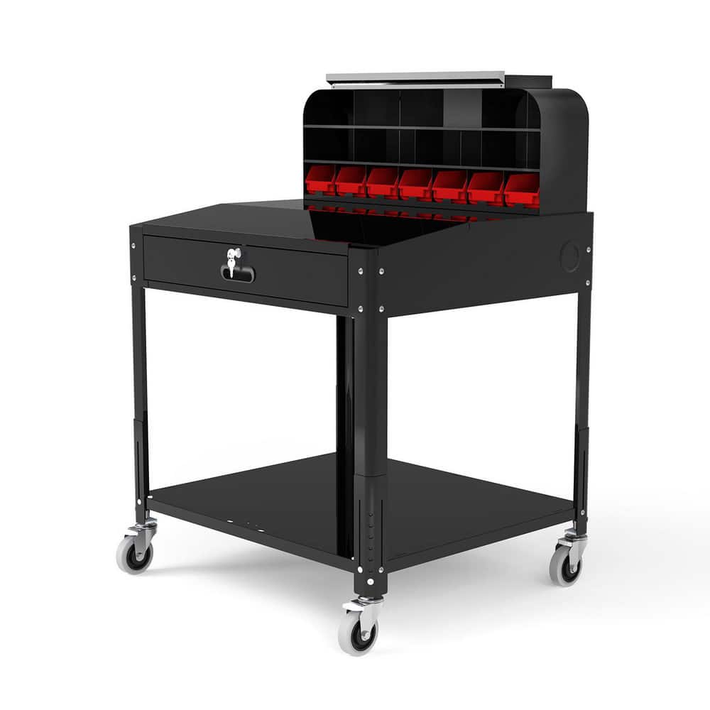 If you seek a functional workstation for demanding warehouse, distribution, or garage environments, look no further.  Luxor's Shop Desk with Pigeonhole Bin Unit is built tough, mobile, and offers a host of clever storage and MPN:DTWS002