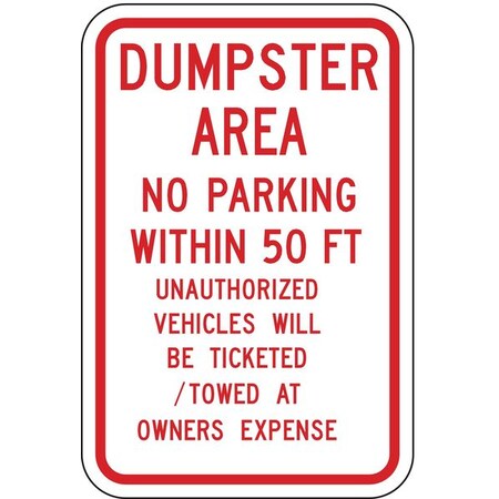 Dumpster No Parking Sign, 18