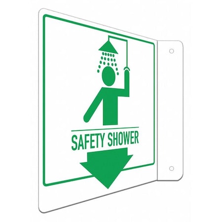 Safety Shower (w Down Arrow), 8 in W x 8 in H, L-Shape Projection, Aluminum, LCFL-0028-RA_8x8 MPN:LCFL-0028-RA_8x8