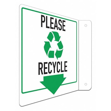 Please Recycle (w Sym), 8 in W x 8 in H, L-Shape Projection, Aluminum, LCFL-0035-NA_8x8 MPN:LCFL-0035-NA_8x8
