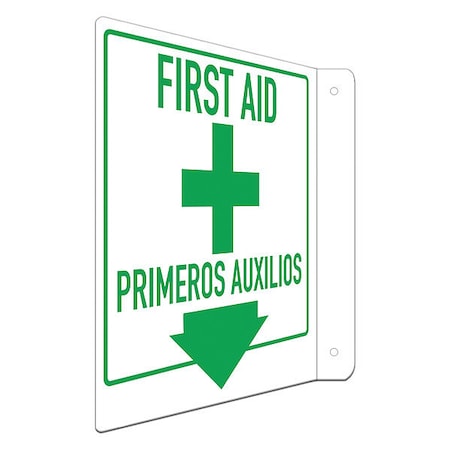 First Aid/Primeros Auxilios, 8 in W x 12 in H, L-Shape Projection, Aluminum, LCFL-0036-RA_8x12 MPN:LCFL-0036-RA_8x12