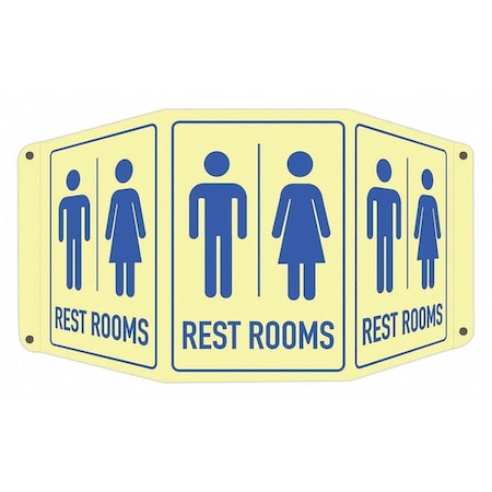 Rest Rooms (w Sym), 17 1/2 in W x 10 in H, Tri-Bend, Aluminum, LCTB-0006-GA_7x10 MPN:LCTB-0006-GA_7x10