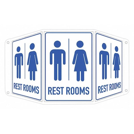 Rest Rooms (w Sym), 17 1/2 in W x 10 in H, Tri-Bend, Aluminum, LCTB-0006-RA_7X10 MPN:LCTB-0006-RA_7X10