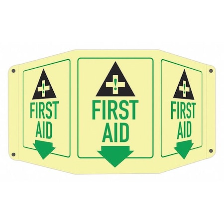 First Aid (w Sym & Down Arrow), 17 1/2 in W x 10 in H, Tri-Bend, Aluminum, LCTB-0010-GA_7x10 MPN:LCTB-0010-GA_7x10