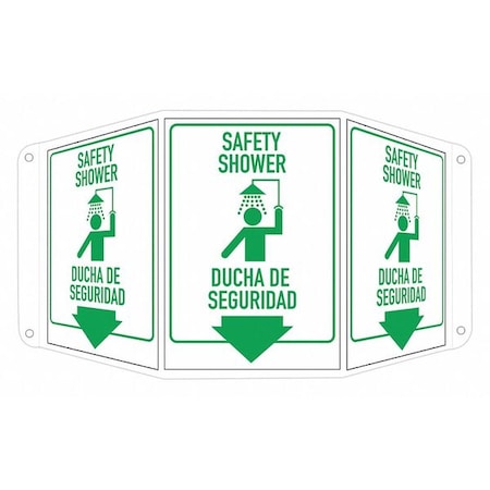 Safety Shower/Ducha De Seguridad, 17 1/2 in W x 10 in H, Tri-Bend, Aluminum, LCTB-0011-RA_7x10 MPN:LCTB-0011-RA_7x10