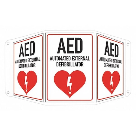 AED (w Sym), 17 1/2 in W x 10 in H, Tri-Bend, Aluminum, LCTB-0012-RA_7X10 MPN:LCTB-0012-RA_7X10