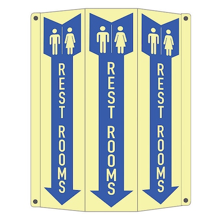 Rest Room, 12 in x 8 1/4 in, V-Shape Projection, Aluminum, LCTB-0017-GA_2.67x14 MPN:LCTB-0017-GA_2.67x14