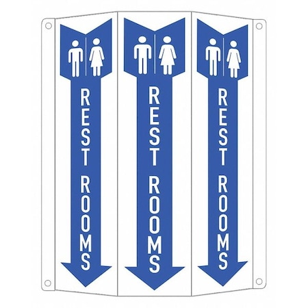 Rest Room (w Sym & Down Arrow), 8 1/4 in W x 12 in H, Tri-Bend, Aluminum, LCTB-0017-RA_2.67x12 MPN:LCTB-0017-RA_2.67x12